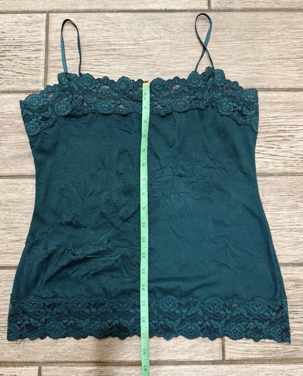 Lily White Green Lace Trim Strappy Bodycon cami top Sleeveless One Size